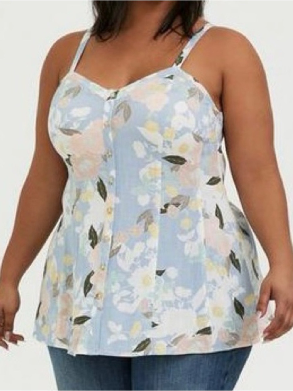 Torrid floral tank top with sweetheart neckline and adjustable straps, size 2x